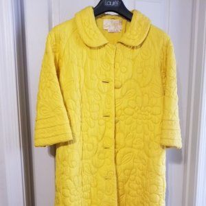 Unique, bright yellow vintage quilted robe can double as a lightweight coat